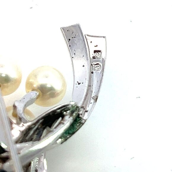 Mikimoto Estate Akoya Pearl Brooch 5.60-7.30 mm Silver M375 - Picture 6 of 8